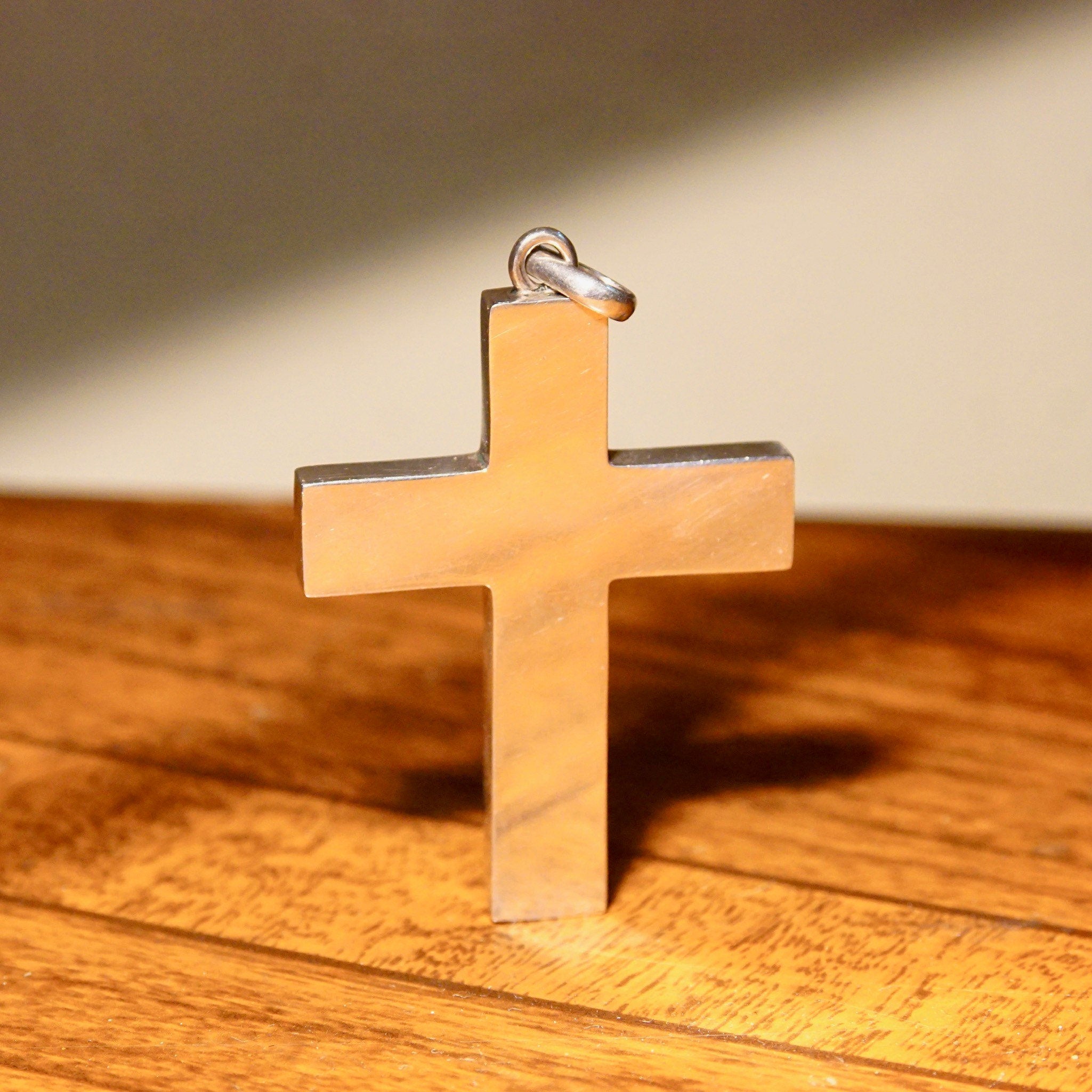 Vintage Hallmarked Modernist Silver Cross Pendant, Mexico 925 MR, Large Silver Cross Pendant, Geometric, Sleek Silver Cross, 2 1/8" L