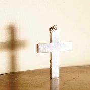 Vintage Hallmarked Modernist Silver Cross Pendant, Mexico 925 MR, Large Silver Cross Pendant, Geometric, Sleek Silver Cross, 2 1/8" L