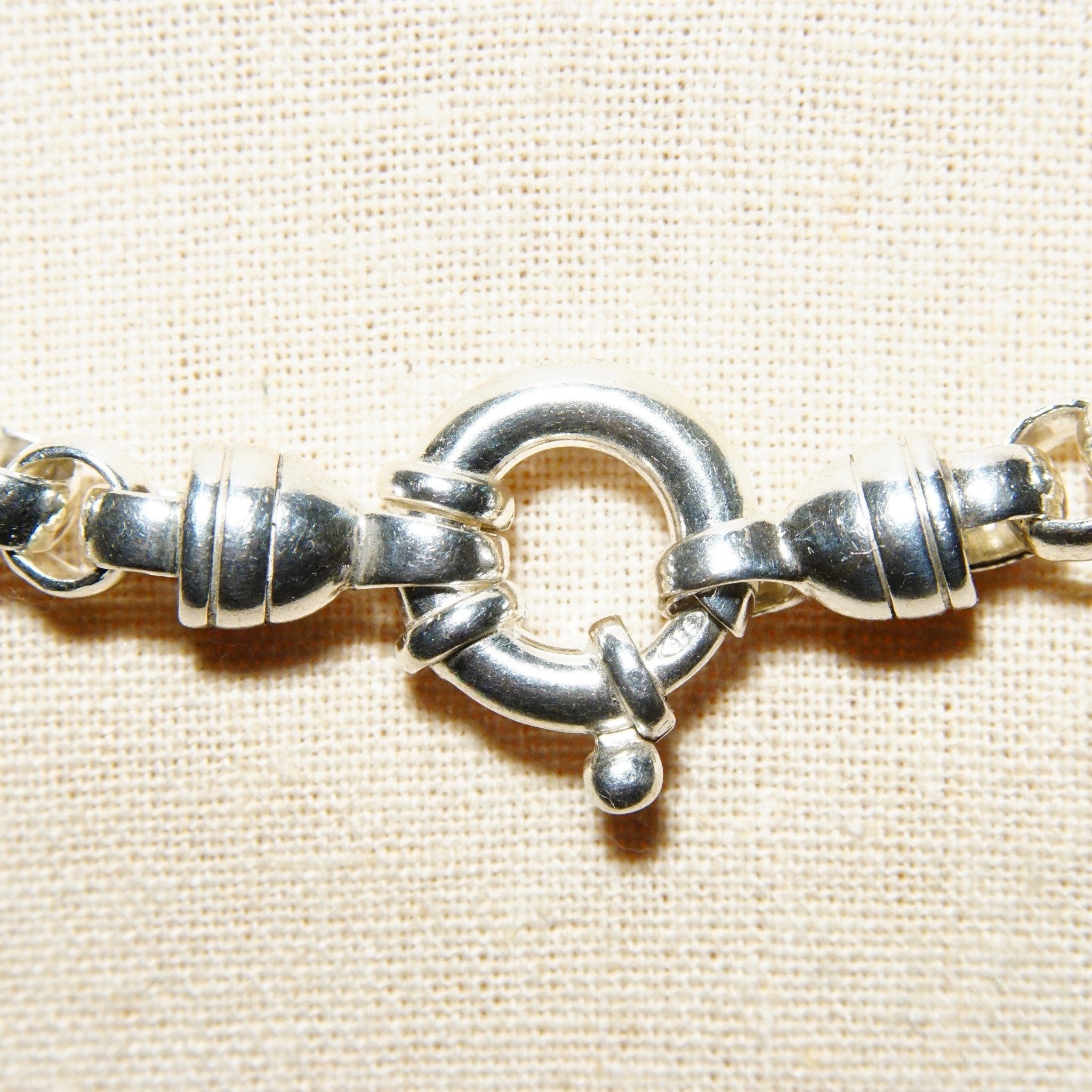 Vintage Sterling Silver Rolo Chain, 1/4 Open Circle Links, Large Silver Spring Ring Clasp, Heavy Sterling Chain, Unisex, 18 1/4" L