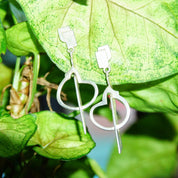 Vintage Modernist Sterling Silver Dangle Earrings, Experimental Silver Earrings, 925 Stud Dangle Earrings, Stamped TC-206 Ric, 1 3/4" L