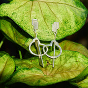 Vintage Modernist Sterling Silver Dangle Earrings, Experimental Silver Earrings, 925 Stud Dangle Earrings, Stamped TC-206 Ric, 1 3/4" L
