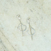 Vintage Modernist Sterling Silver Dangle Earrings, Experimental Silver Earrings, 925 Stud Dangle Earrings, Stamped TC-206 Ric, 1 3/4" L