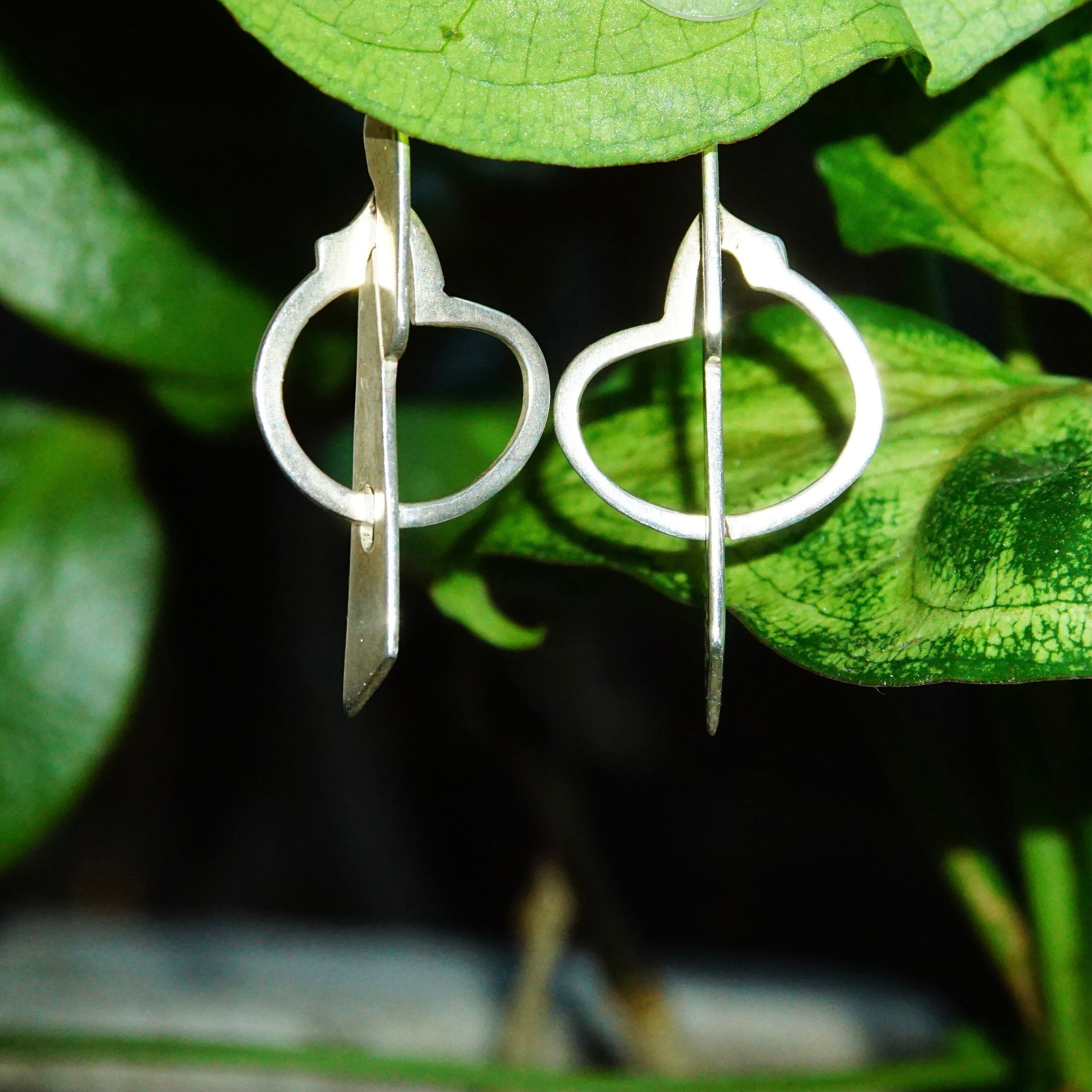 Vintage Modernist Sterling Silver Dangle Earrings, Experimental Silver Earrings, 925 Stud Dangle Earrings, Stamped TC-206 Ric, 1 3/4" L
