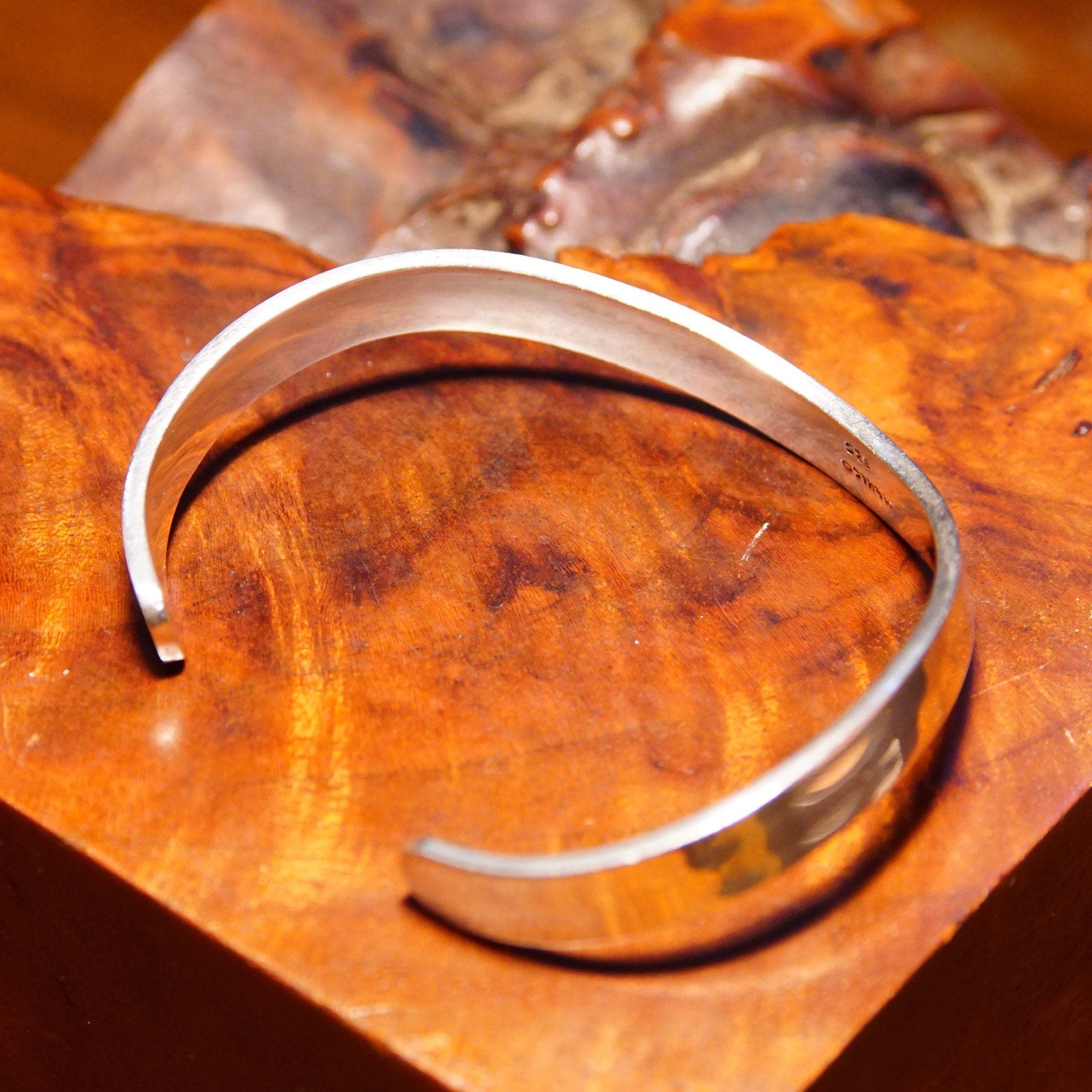 Vintage Modernist Sterling Silver Chevron Cuff Bracelet, Sleek Minimalist Cuff, 925 Mexico, 8mm Wide Adjustable Cuff, 5 1/2" L