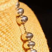 Vintage Signed Native American Sterling Silver Bench Bead Necklace, Navajo Pearl Necklace, Single Strand 6mm Bead Necklace, 24 3/4" L