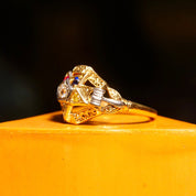 Vintage 14K Masonic Order Of The Eastern Star Ring, .18 CT OEC Diamond, Multi-Color Gemstones, Yellow Gold Freemason Ring, Size 6 1/2 US