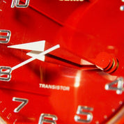 Very Rare Limited Edition SEIKO TTZ114 Red Mantel Clock, White Swivel Base, MCM, 1960's Space Age, Made In Japan, 1.5 V Battery,