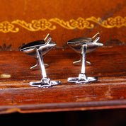 Vintage Dolan Bullock Sterling Silver 14K Jade Olive Cufflinks, Cocktail Glass Cuff Face, Yellow Gold Cocktail Spear, Green Gemstone, 3/4" L