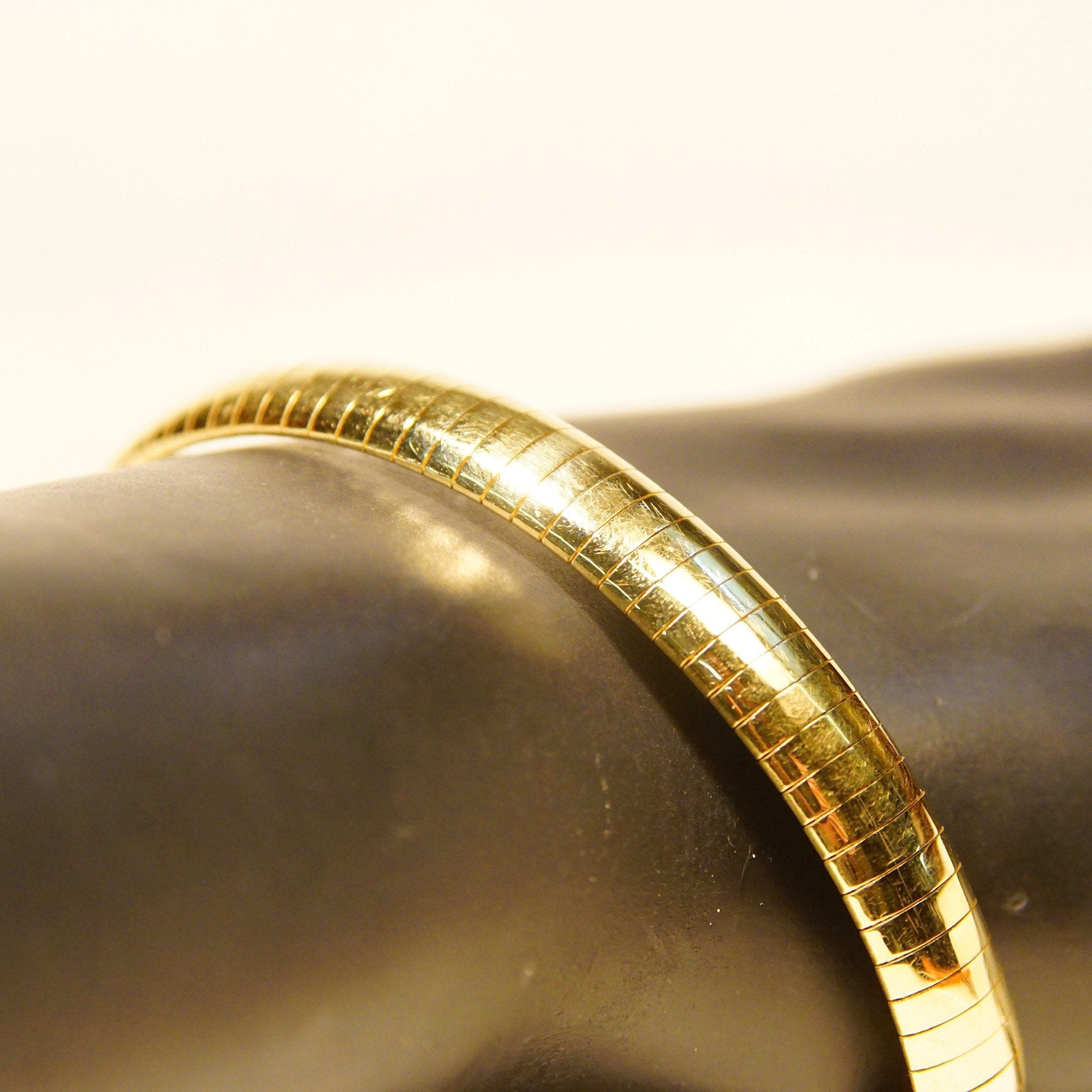 Vintage Italian 14K Yellow Gold Omega Bracelet, Solid Gold Link Bracelet, 8mm Gold Band, Box Clasp, Unisex, 585 Jewelry, 7 1/8" L