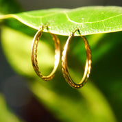 Vintage 14K Yellow Gold Wire Hoop Earrings, Intertwined Gold Strand Hoops, Small 20mm Gold Hoops, Lightweight Earrings, 585 Jewelry