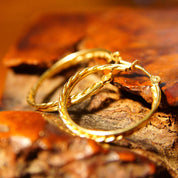 Vintage 14K Yellow Gold Wire Hoop Earrings, Intertwined Gold Strand Hoops, Small 20mm Gold Hoops, Lightweight Earrings, 585 Jewelry