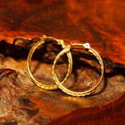 Vintage 14K Yellow Gold Wire Hoop Earrings, Intertwined Gold Strand Hoops, Small 20mm Gold Hoops, Lightweight Earrings, 585 Jewelry