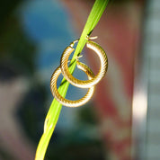 Vintage 14K Yellow Gold Spiral Hoop Earrings, Small 25mm Gold Hollow Tube Hoops, Classy Gold Hoop Earrings, Lightweight 585 Accessory, JCM