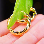 Vintage 14K Yellow Gold Twisted Hoop Earrings, Puffed Repousse Wreath Hoops, Classic 585 Earrings, Small/Medium Gold Hoops, 17mm