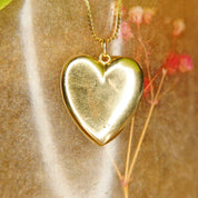 Antique EMESCO 14K Gold Mine Cut Diamond Starburst Heart Locket, .02 CT Diamond, 2-Frame Picture Locket, Victorian Mourning Jewelry, 1" L