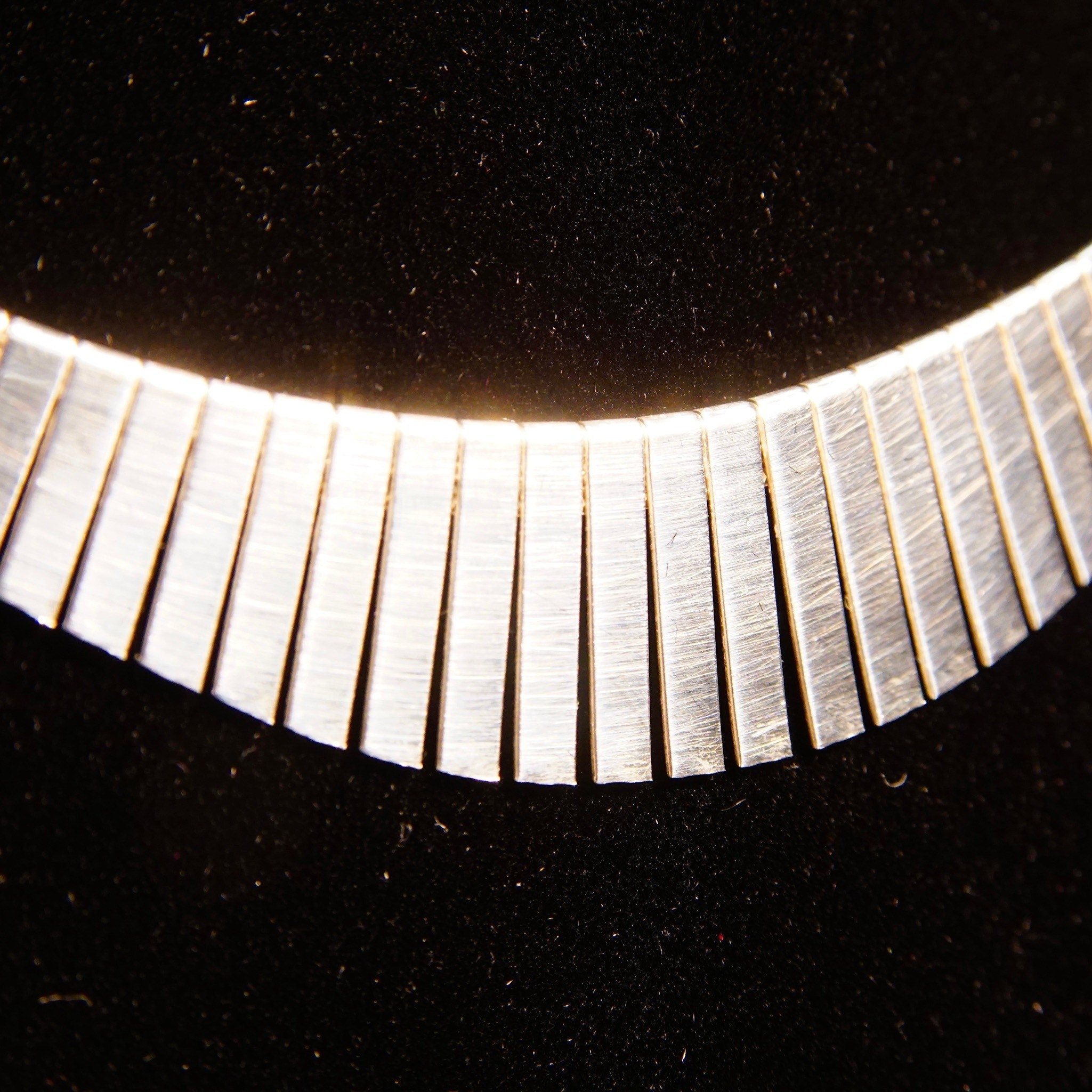 Vintage Italian Sterling Silver Fringe Collar Necklace, Cleopatra Style, Graduated Fringe Wave Choker, Modernist Necklace, 16 1/4" L