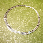 Vintage Italian Sterling Silver Fringe Collar Necklace, Cleopatra Style, Graduated Fringe Wave Choker, Modernist Necklace, 16 1/4" L