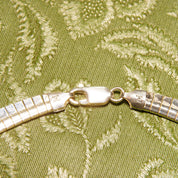 Vintage Italian Sterling Silver Fringe Collar Necklace, Cleopatra Style, Graduated Fringe Wave Choker, Modernist Necklace, 16 1/4" L