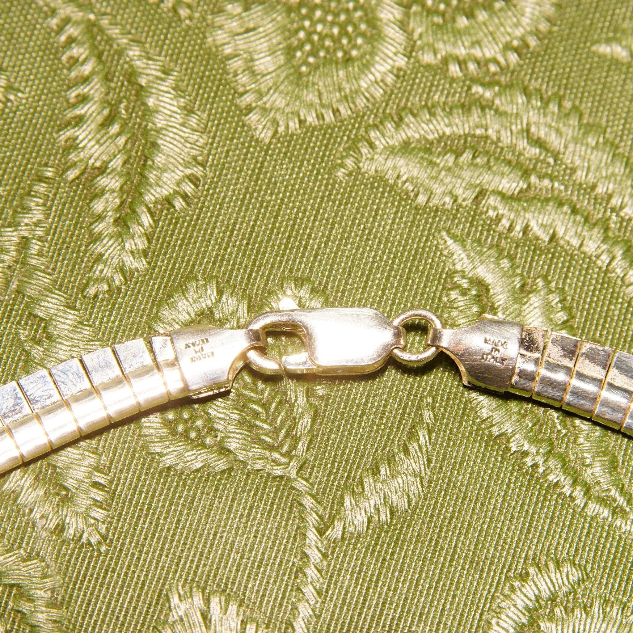 Vintage Italian Sterling Silver Fringe Collar Necklace, Cleopatra Style, Graduated Fringe Wave Choker, Modernist Necklace, 16 1/4" L