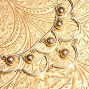 Vintage TAXCO Sterling Silver Festoon Necklace, Silver Bead Scallop Bib Necklace, Mexico 925 TH-43, Modernist Jewelry, 16 3/4" L