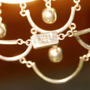 Vintage TAXCO Sterling Silver Festoon Necklace, Silver Bead Scallop Bib Necklace, Mexico 925 TH-43, Modernist Jewelry, 16 3/4" L