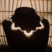 Vintage TAXCO Sterling Silver Scallop Repousse Collar Necklace, Ornate Links, Festoon Style, 925 Mexico TH-107, Traditional Modernist, 20" L