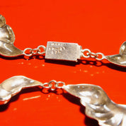 Vintage TAXCO Sterling Silver Scallop Repousse Collar Necklace, Ornate Links, Festoon Style, 925 Mexico TH-107, Traditional Modernist, 20" L