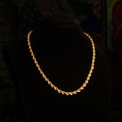 Vintage 14K Yellow Gold Rope Chain Necklace, 4.75mm Hollow Spiral Rope Chain, Chunky Gold Chain, Unisex 585 Jewelry, 17 3/4" L