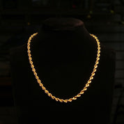 Vintage 14K Yellow Gold Rope Chain Necklace, 4.75mm Hollow Spiral Rope Chain, Chunky Gold Chain, Unisex 585 Jewelry, 17 3/4" L