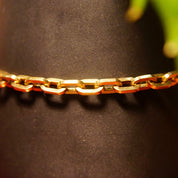 Vintage 585 Yellow Gold Oval Link Bracelet, 4.5mm Chunky Hollow Gold Cable Chain, 14K Statement Bracelet, Unisex, 7 1/4 L