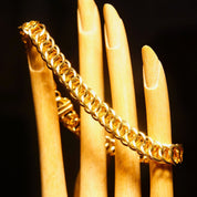 Vintage Italian 14K Yellow Gold Oval Link Bracelet, Multi-Layer Curb Chain Bracelet, Chunky Gold Chain, Unique, Modernist, 7 1/2 L