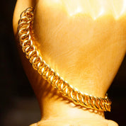 Vintage Italian 14K Yellow Gold Oval Link Bracelet, Multi-Layer Curb Chain Bracelet, Chunky Gold Chain, Unique, Modernist, 7 1/2 L
