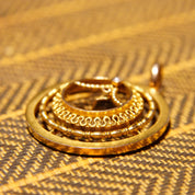 Antique 10K Gold Sapphire Pearl Seed Lavalier Pendant, 1 1/4" L