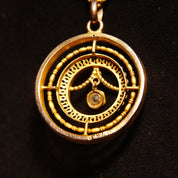 Antique 10K Gold Sapphire Pearl Seed Lavalier Pendant, 1 1/4" L