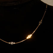Vintage Italian 14K Gold Filigree Station Necklace, Elegant Yellow Gold Chain, Feminine Gold Chain, 585 Jewelry, 18 1/4" L