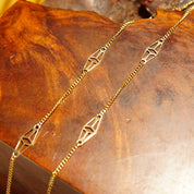 Vintage Italian 14K Gold Filigree Station Necklace, Elegant Yellow Gold Chain, Feminine Gold Chain, 585 Jewelry, 18 1/4" L