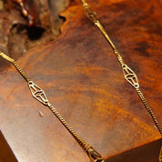 Vintage Italian 14K Gold Filigree Station Necklace, Elegant Yellow Gold Chain, Feminine Gold Chain, 585 Jewelry, 18 1/4" L