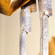 Vintage TAXCO Modernist Sterling Silver Dangle Drop Pierced Earrings, Articulated Geometric Slices, Long Silver Earrings, 4 1/8" L
