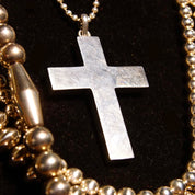 Vintage Hallmarked Modernist Silver Cross Pendant, Mexico 925 MR, Large Silver Cross Pendant, Geometric, Sleek Silver Cross, 2 1/8" L