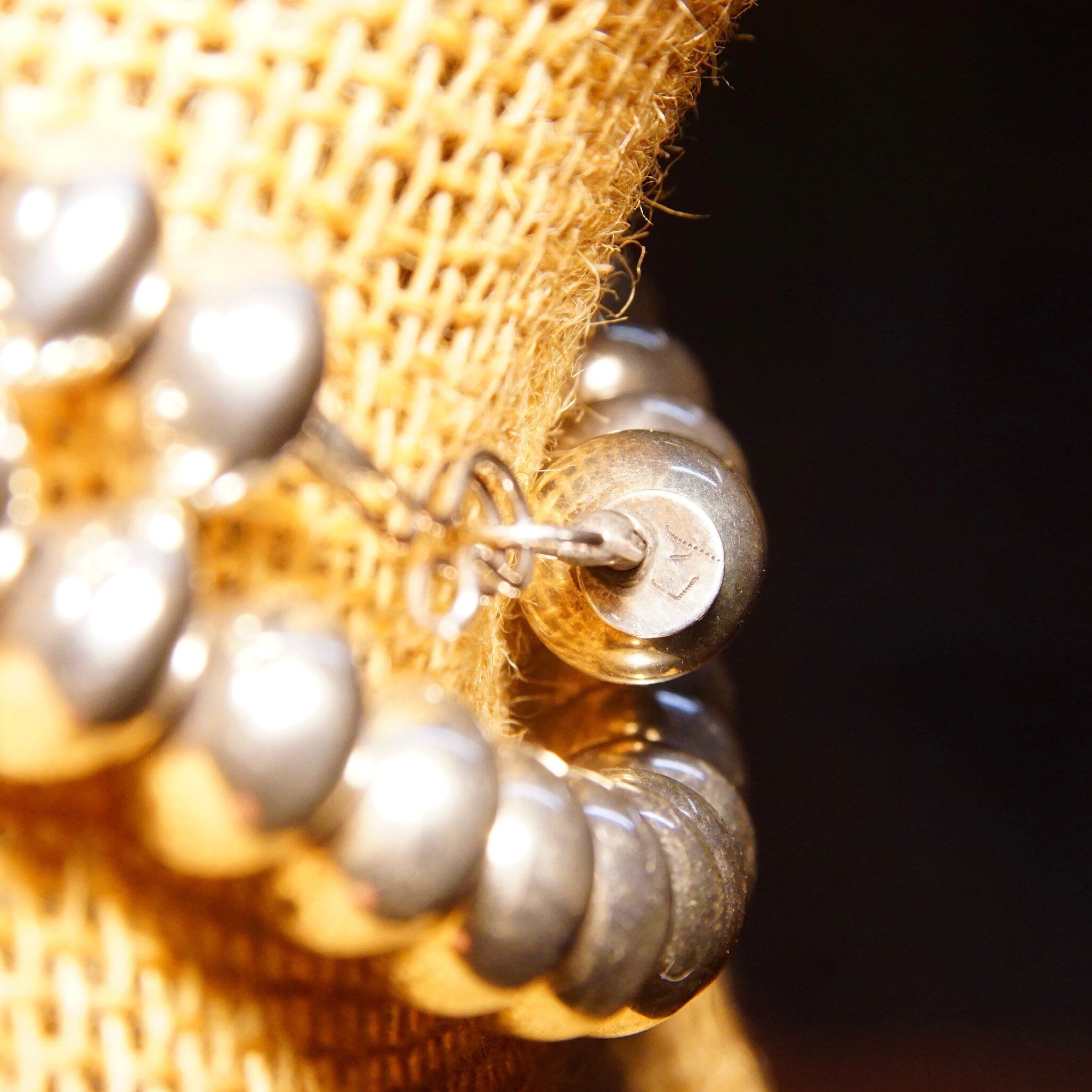 Vintage Signed Native American Sterling Silver Bench Bead Necklace, Navajo Pearl Necklace, Single Strand 6mm Bead Necklace, 24 3/4" L