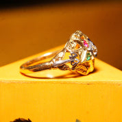 Vintage 14K Masonic Order Of The Eastern Star Ring, .18 CT OEC Diamond, Multi-Color Gemstones, Yellow Gold Freemason Ring, Size 6 1/2 US