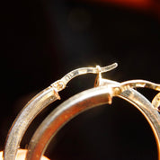 Vintage Italian Modernist Sterling Silver Hoop Earrings, 3mm Square Tube Hoops, Medium Circle Hoop Earrings, 925 Italy, Lightweight, 40mm