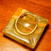 Antique 14K Gold & Platinum Horseshoe Brooch, Large Victorian Horseshoe Pin, Platinum Nail Heads, Riker Brothers, Equestrian, 1 5/8" L