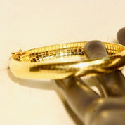 Vintage Italian 14K Yellow Gold Omega Bracelet, Solid Gold Link Bracelet, 8mm Gold Band, Box Clasp, Unisex, 585 Jewelry, 7 1/8" L