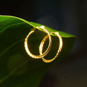 Vintage 14K Yellow Gold Wire Hoop Earrings, Intertwined Gold Strand Hoops, Small 20mm Gold Hoops, Lightweight Earrings, 585 Jewelry