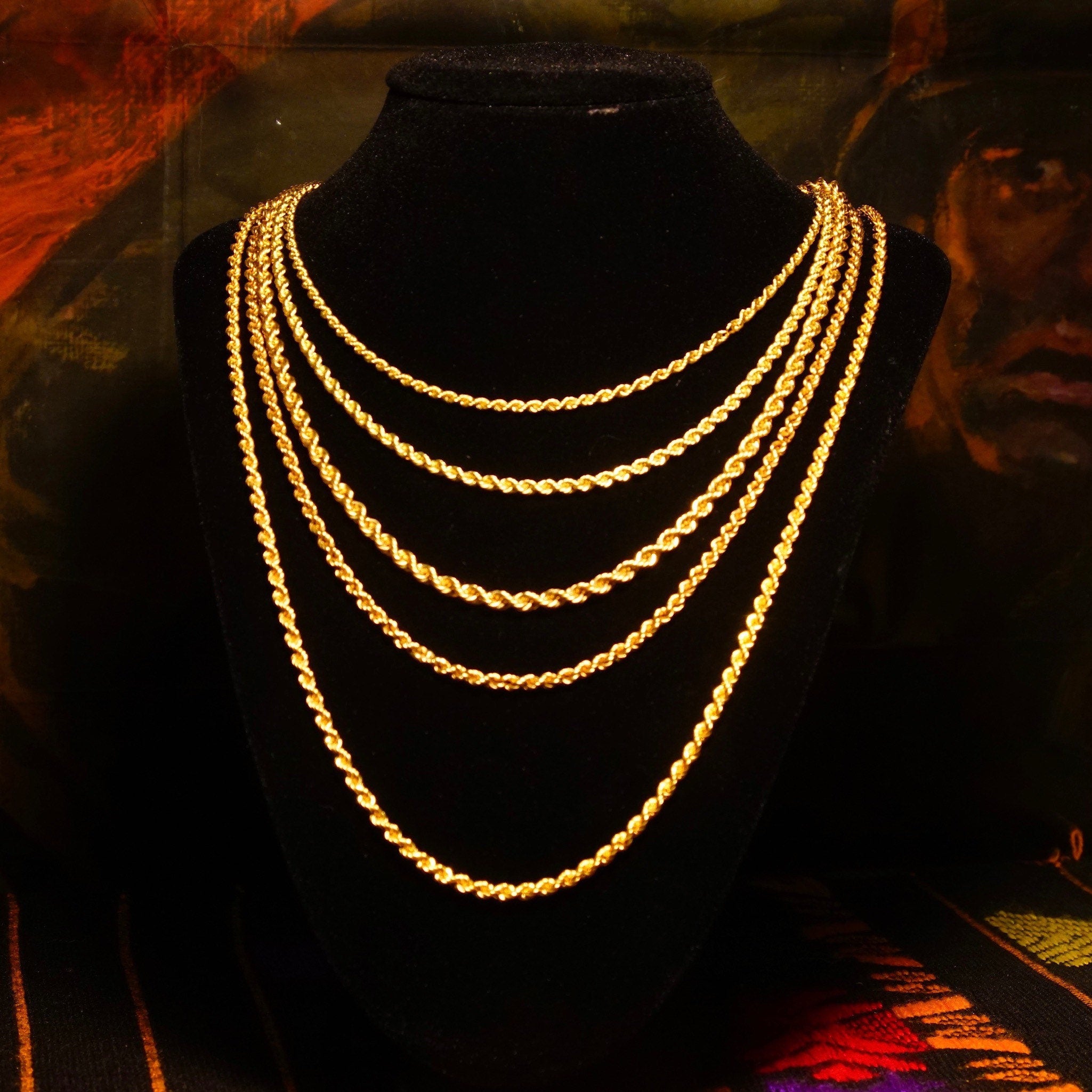 Vintage 14K Yellow Gold Rope Chains, Hollow Gold Rope Chain Necklace, Unisex Chain, Classic Gold Chain, 585 Jewelry, 16-24
