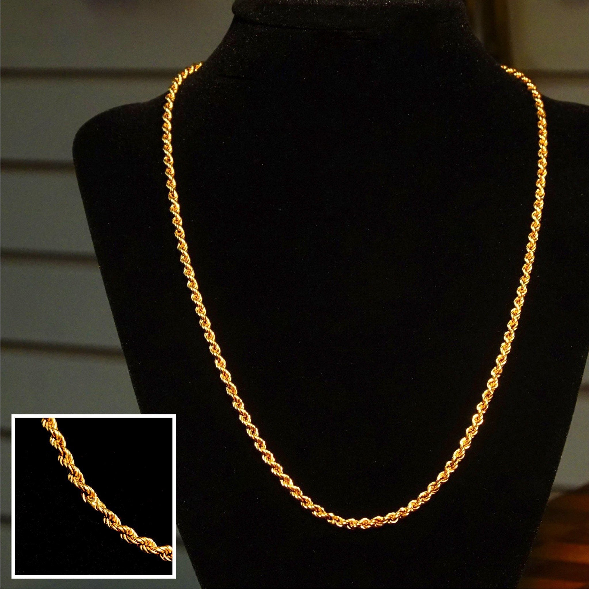Vintage 14K Yellow Gold Rope Chains, Hollow Gold Rope Chain Necklace, Unisex Chain, Classic Gold Chain, 585 Jewelry, 16-24