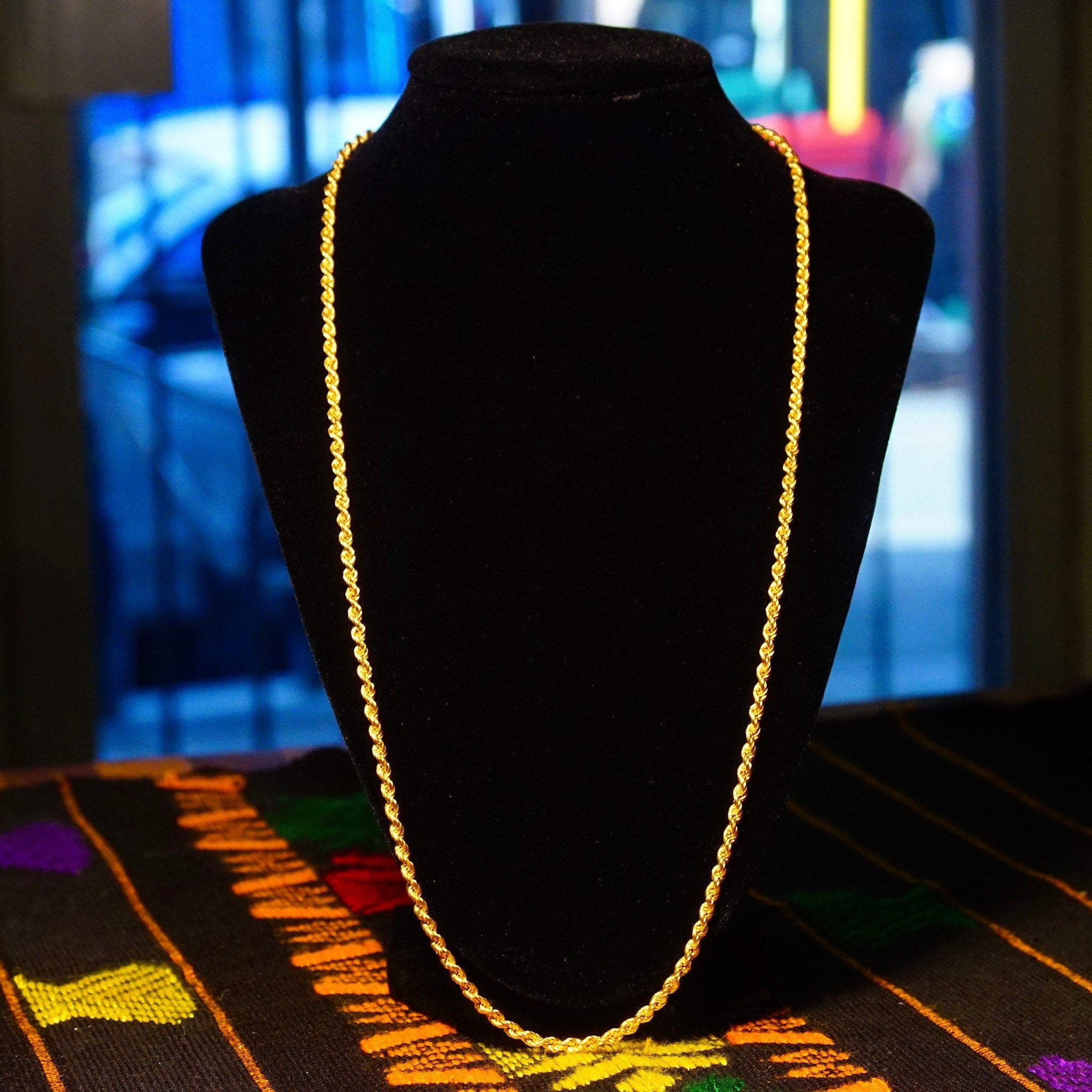 Vintage 14K Yellow Gold Rope Chains, Hollow Gold Rope Chain Necklace, Unisex Chain, Classic Gold Chain, 585 Jewelry, 16-24
