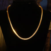 Vintage Italian Modernist 14K Gold Square Snake Link Chain Necklace, 4mm Articulated Gold Chain, Chunky Gold Chain, 585, Unisex, 19 L