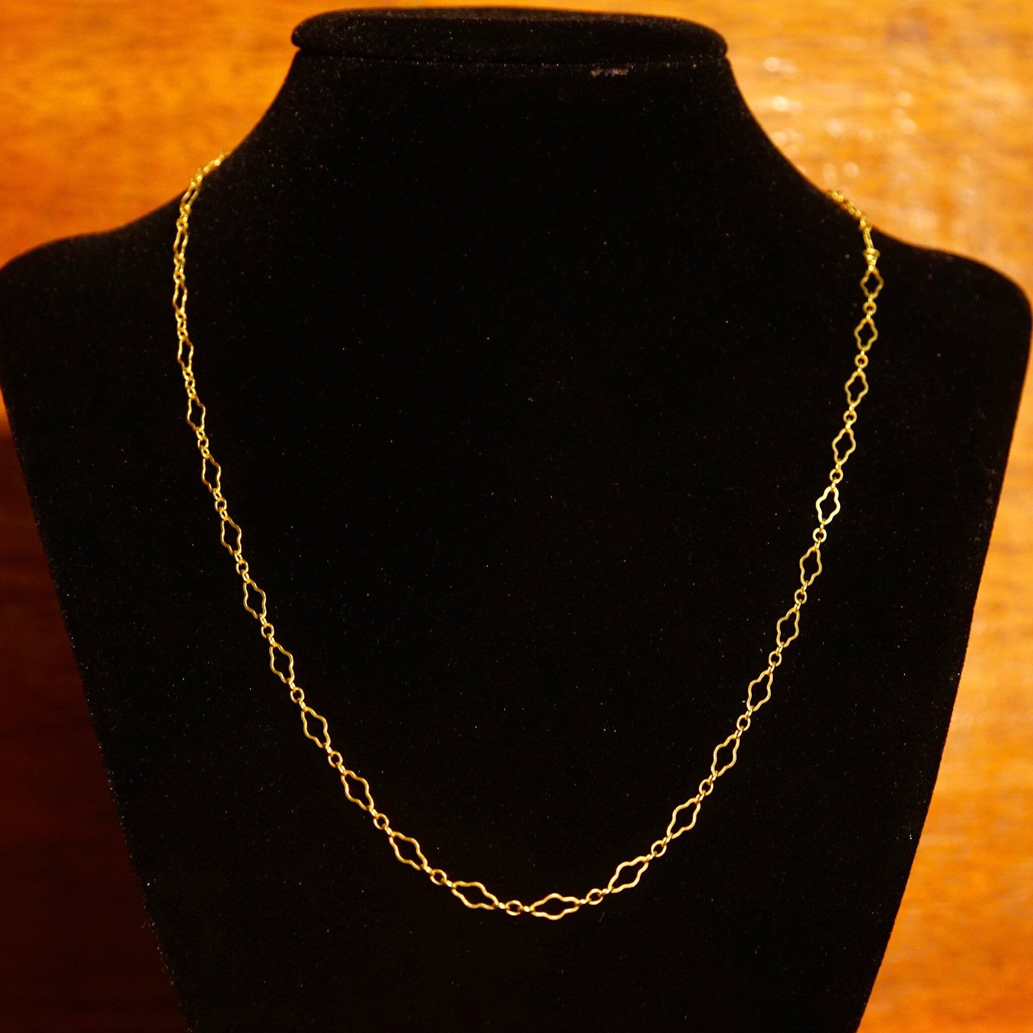 Vintage 14K Gold Filigree Chain, Art Deco, Fancy Yellow Gold Links, Elegant Gold Choker, 585 Accessories, 18 L